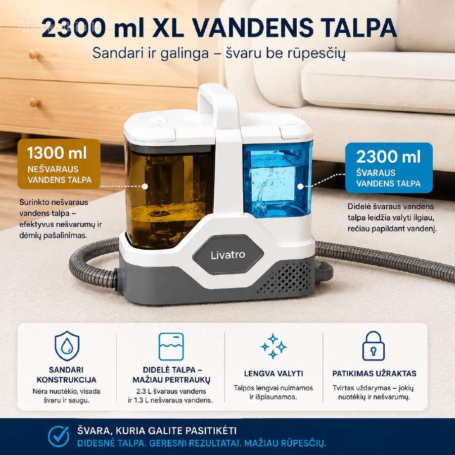 Livatro Premium Baldų ir Kilimų Plaunantis Siurbly