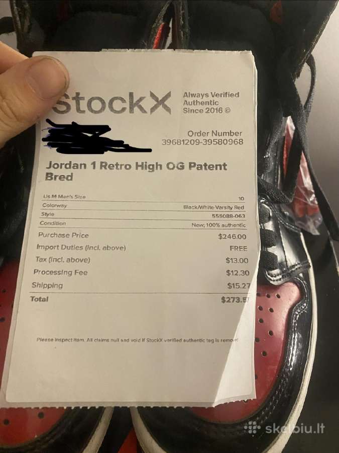Jordan 1s highs patent bred batai - nuotraukos Nr. 4