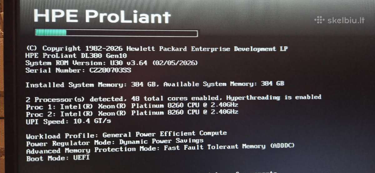 Serveris Dl380 G10 24sff 2x8260+384gb RAM Ddr4 Ecc