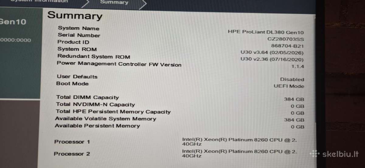 Hp Dl380 G10 2x8260+128gb RAM Ddr4 2x800gb Sas SSD - nuotraukos Nr. 3
