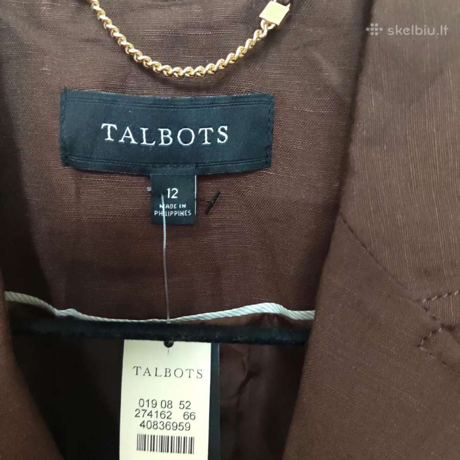 Naujas "Talbots" šokolado spalvos švarkas su linu - nuotraukos Nr. 3