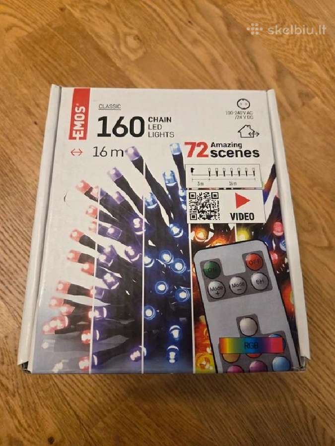 Emos 160 LED Rgb girlianda 16 m su pulteliu