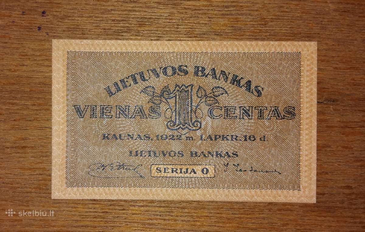 Lietuvos 1 cento banknotas