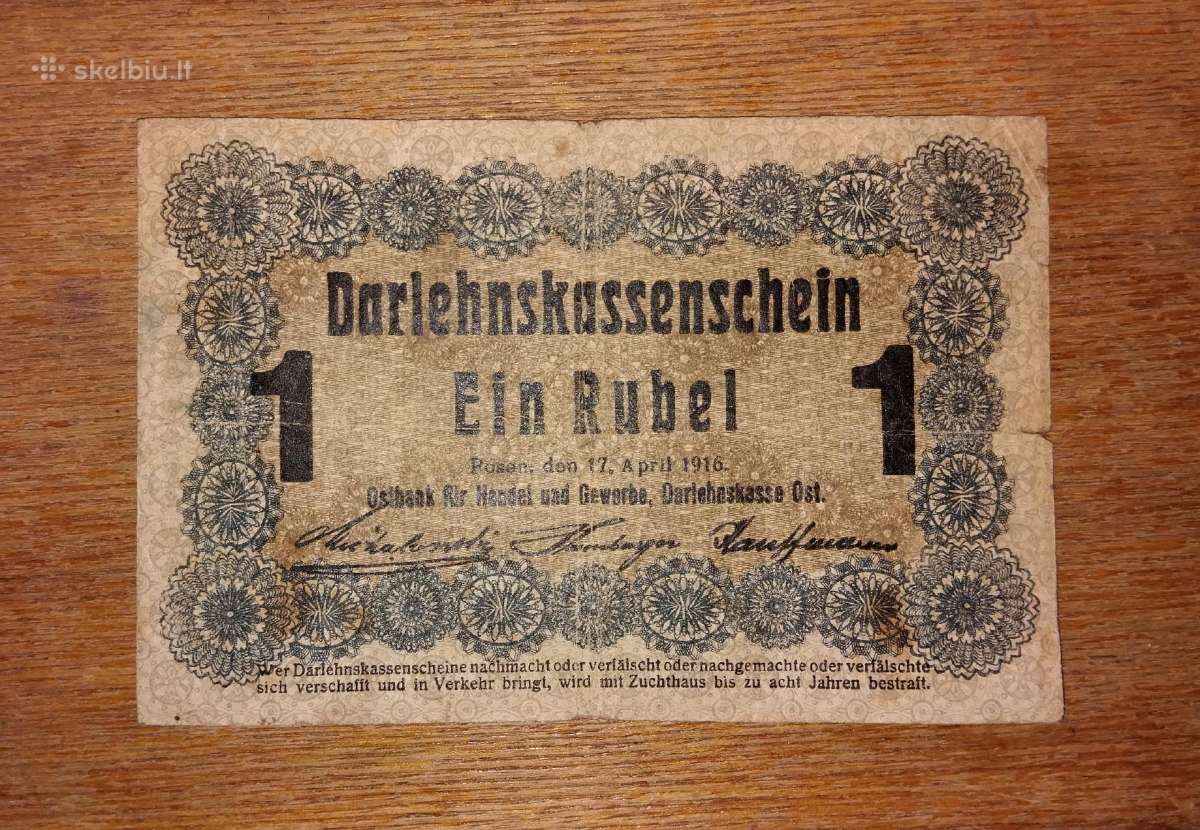 Darlehnskasse ost 1 rublio banknotas