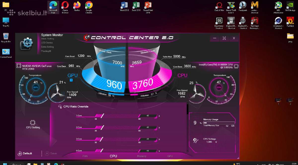 Parduodu Xmg Ultra17;i9-9900k Rtx;nvme;HDD; 52gb - nuotraukos Nr. 13