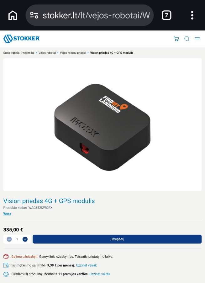 Worx Landroid Vision Wr216e pilnas komplektas. - nuotraukos Nr. 10
