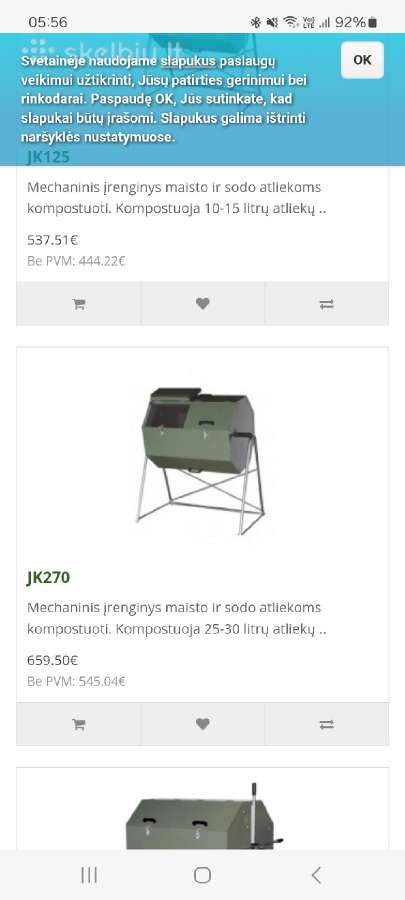 Maisto atlieku kompostas Joraform Jk270