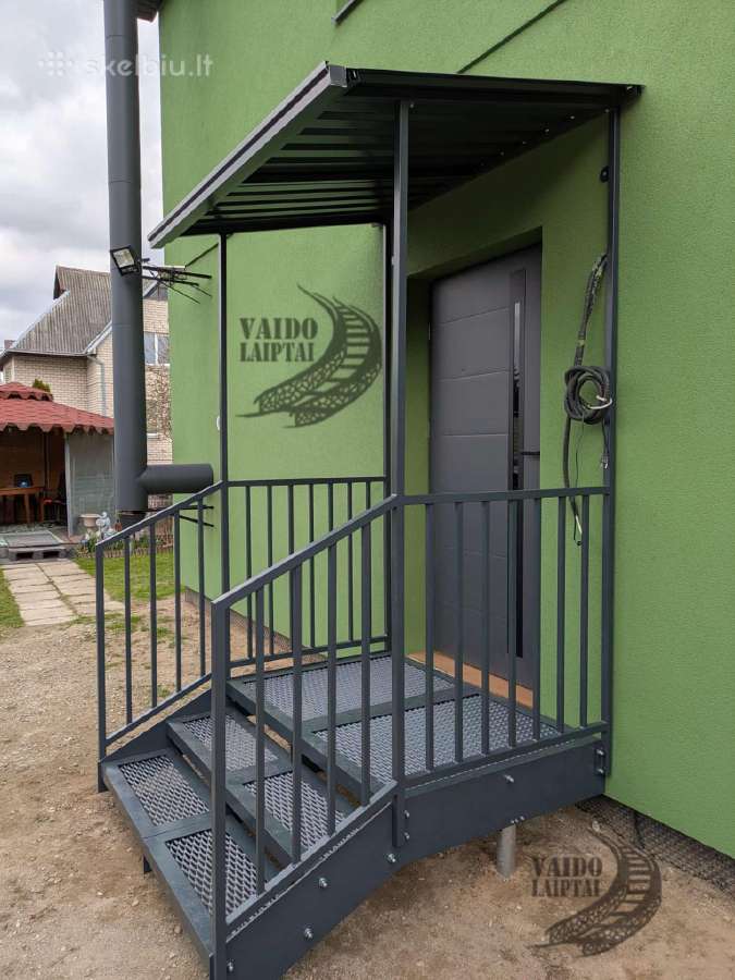 Lauko laiptai, pakopos, turėklai