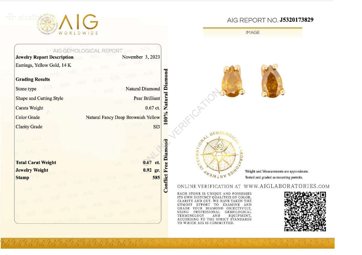 Aukso auskarai su briliantais (0,67ct) - nuotraukos Nr. 6