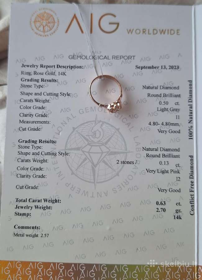 Sužadetuvių žiedas su briliantu (0,63ct) - nuotraukos Nr. 13