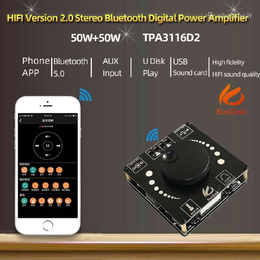 Bluetooth ir Aux garso stiprintuvas