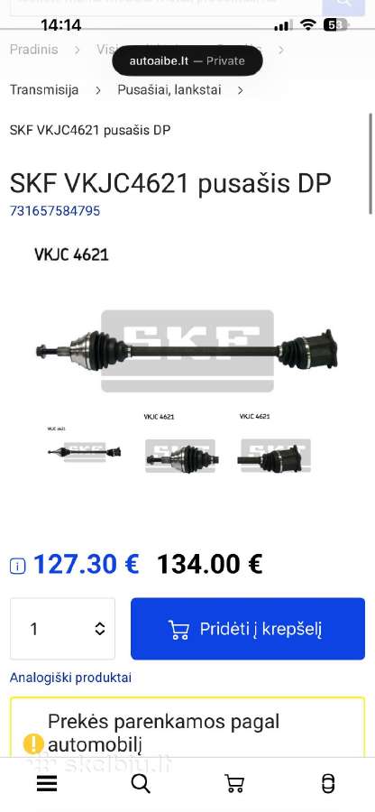 Skf Vkjc4621 pusašis Dp