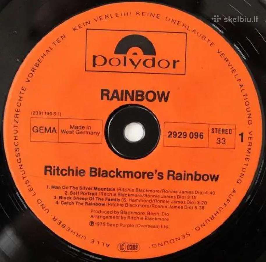 Rainbow Ritchie Blackmore's Rainbow Ex/ex - nuotraukos Nr. 3
