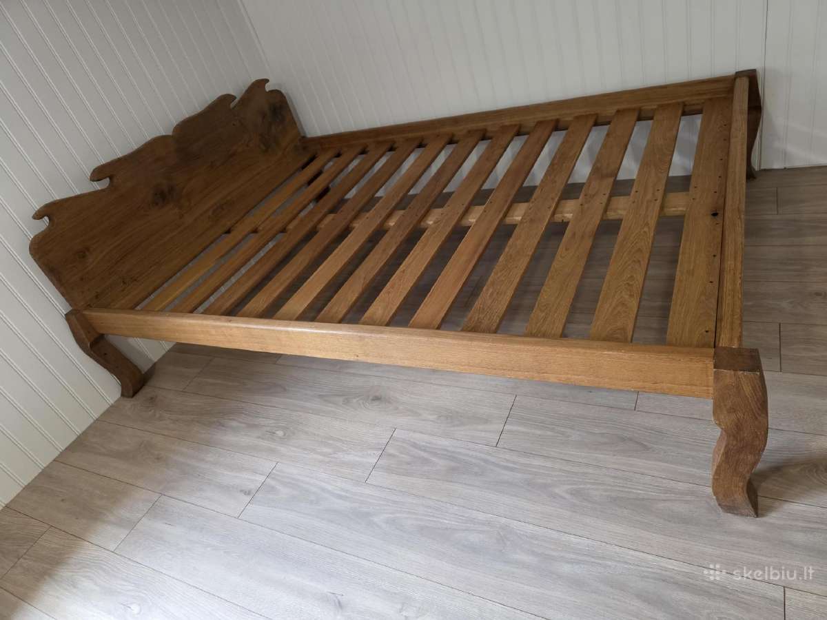 Rankų darbo,masyvo ąžuolo lova su čiužiniu - nuotraukos Nr. 11
