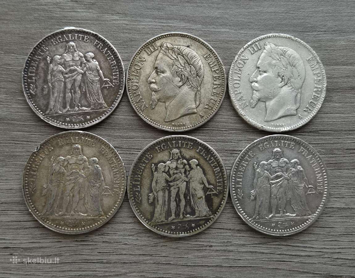 5 Frankai 1867-1877 Prancūzija. Kaina 300 Eur - nuotraukos Nr. 2