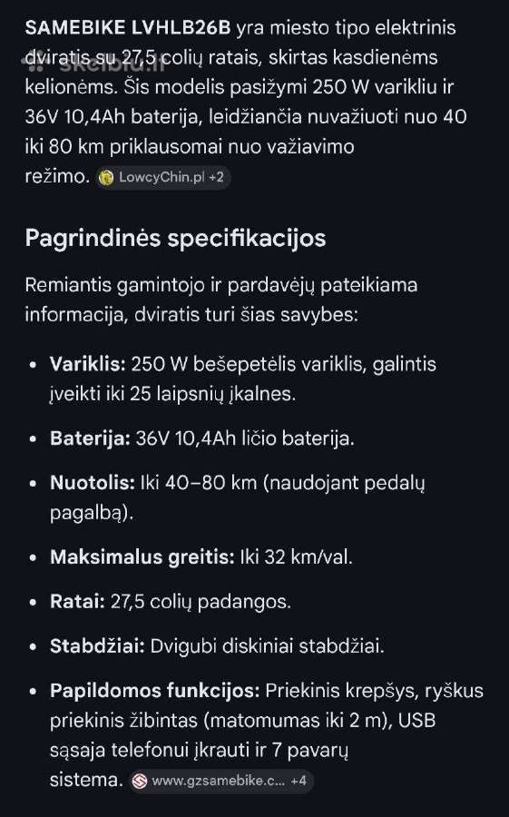 Samebike elektrinis dviratis - nuotraukos Nr. 5