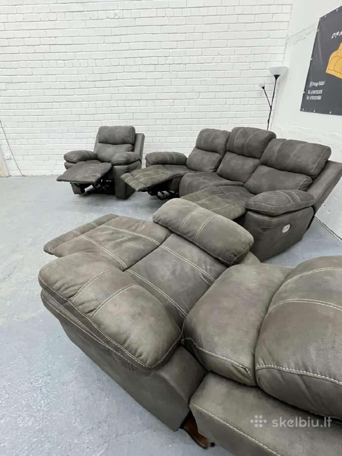 Minkštas svetainės komplektas su El. Recliner