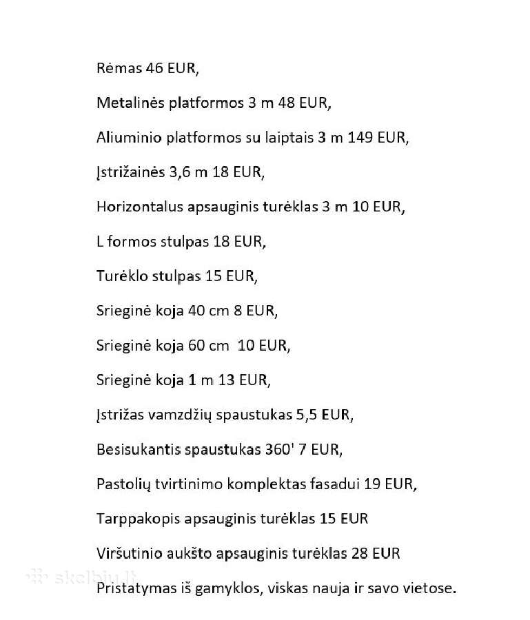Parduodame naujas pastolių dalis