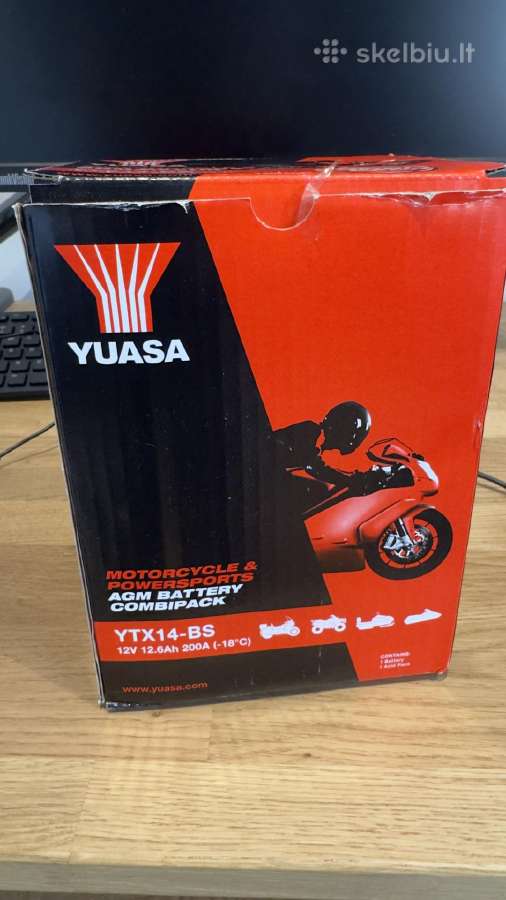 Yuasa Ytx14-bs Agm motociklo akumuliatorius 12v 12