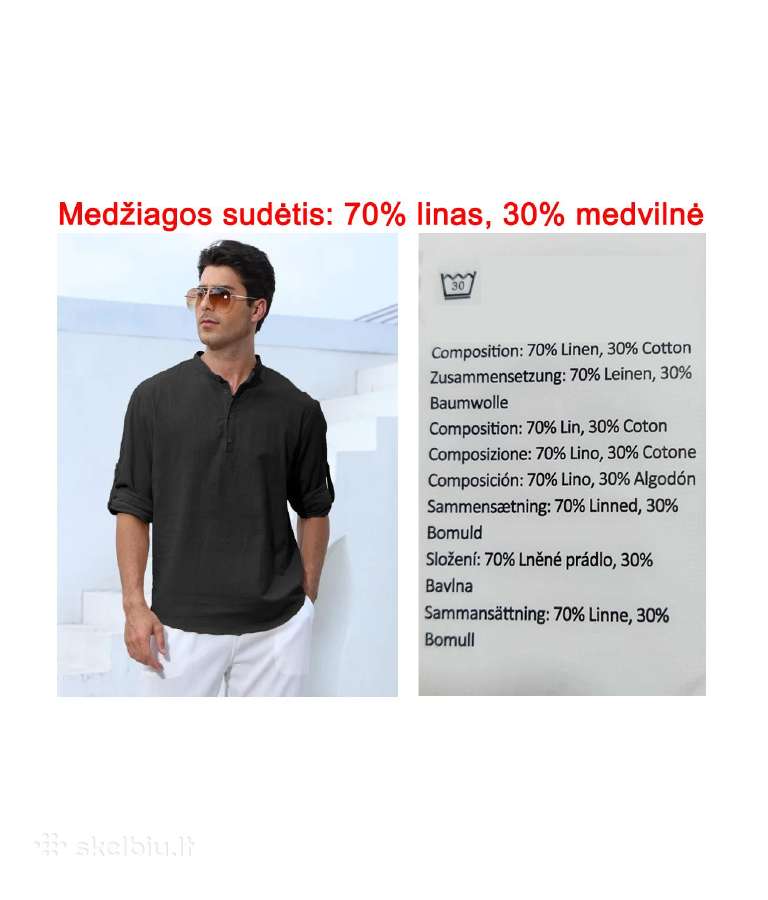 Linen 70%, cotton 30% - vyriški marškiniai vasarai