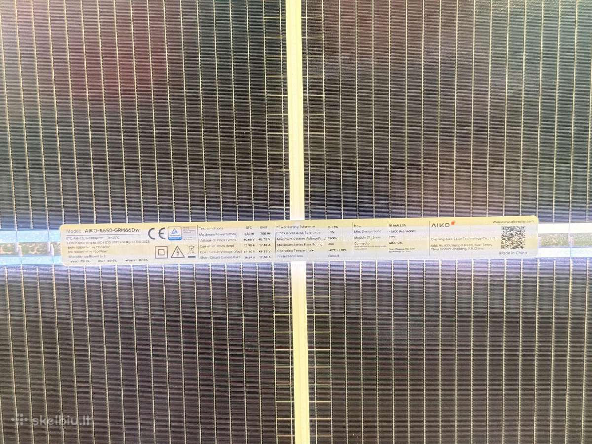 Saulės moduliai Aiko 650wp 16 vnt =10.4 kwp - nuotraukos Nr. 6