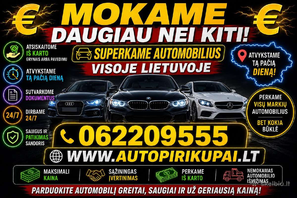 Brangiai ir greitai superkame automobilius 24/7