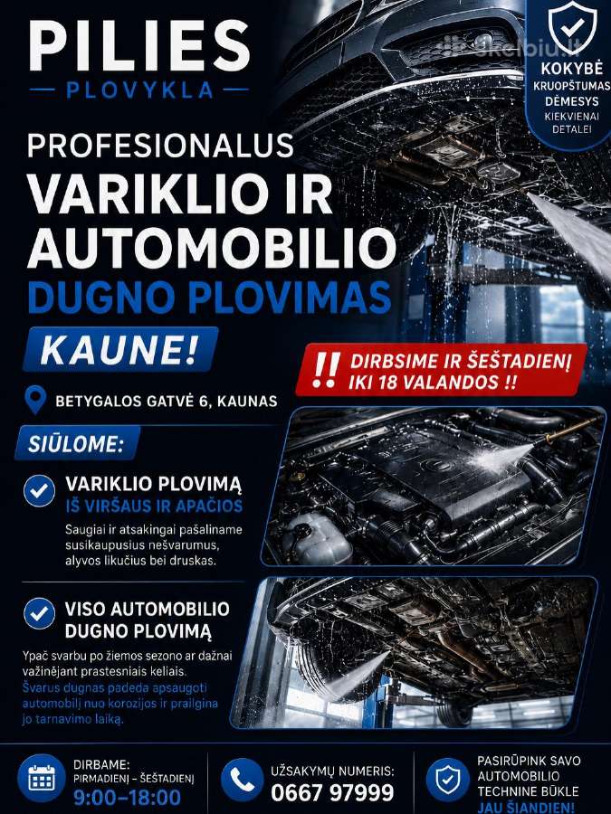 Variklių plovimas Automobilių Plovimas ir Valymas