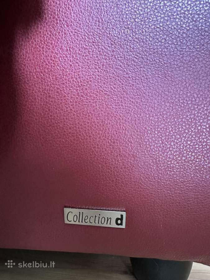 Raudona odinė dvivietė sofa - nuotraukos Nr. 4