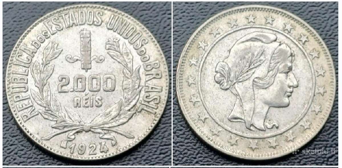 2000 realų 1924m. Brazilija sidabras