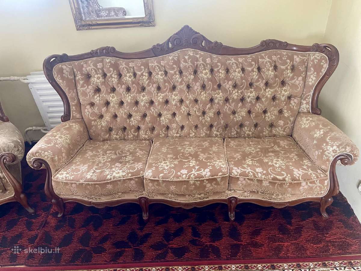 Viktorinio stiliaus sofa ir 2 foteliai - nuotraukos Nr. 4