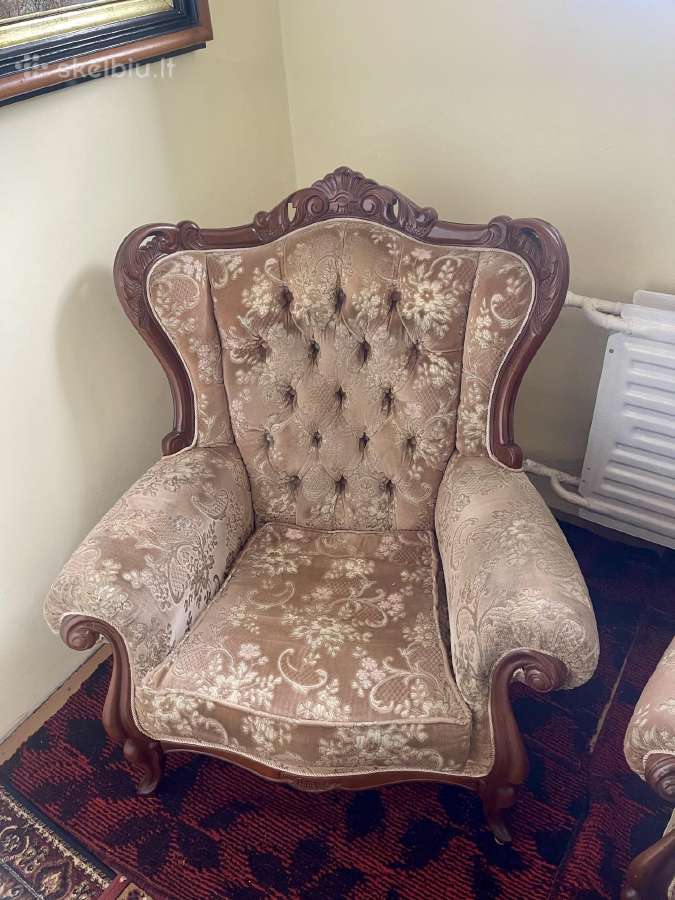 Viktorinio stiliaus sofa ir 2 foteliai - nuotraukos Nr. 6