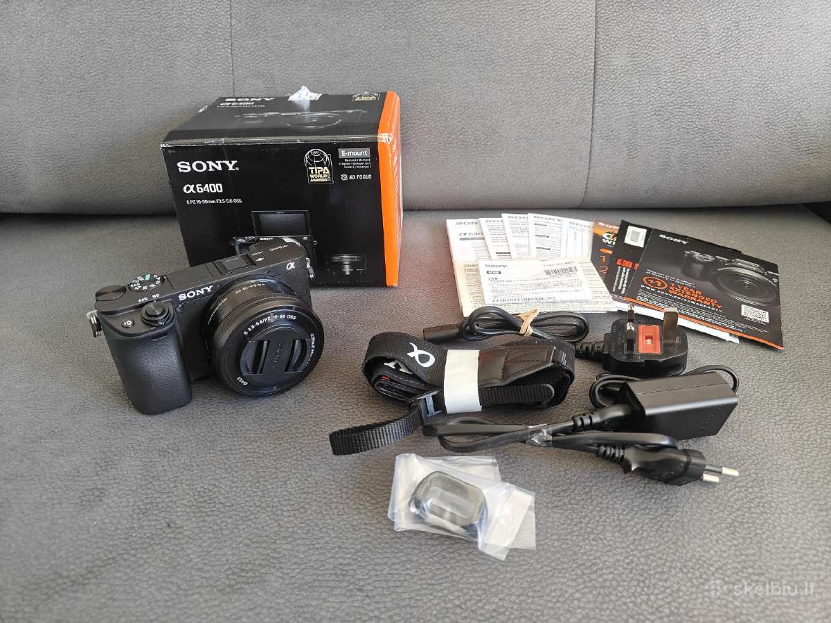 Sony alpha a6400 64 kadrai su 16-50mm objektyvu