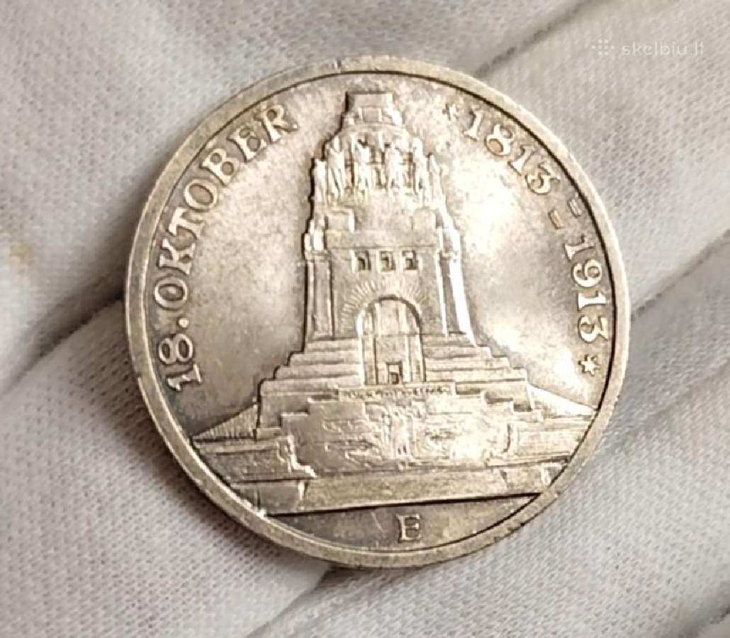 Vokietija. 3 markės. Unc. Sidabras '900.