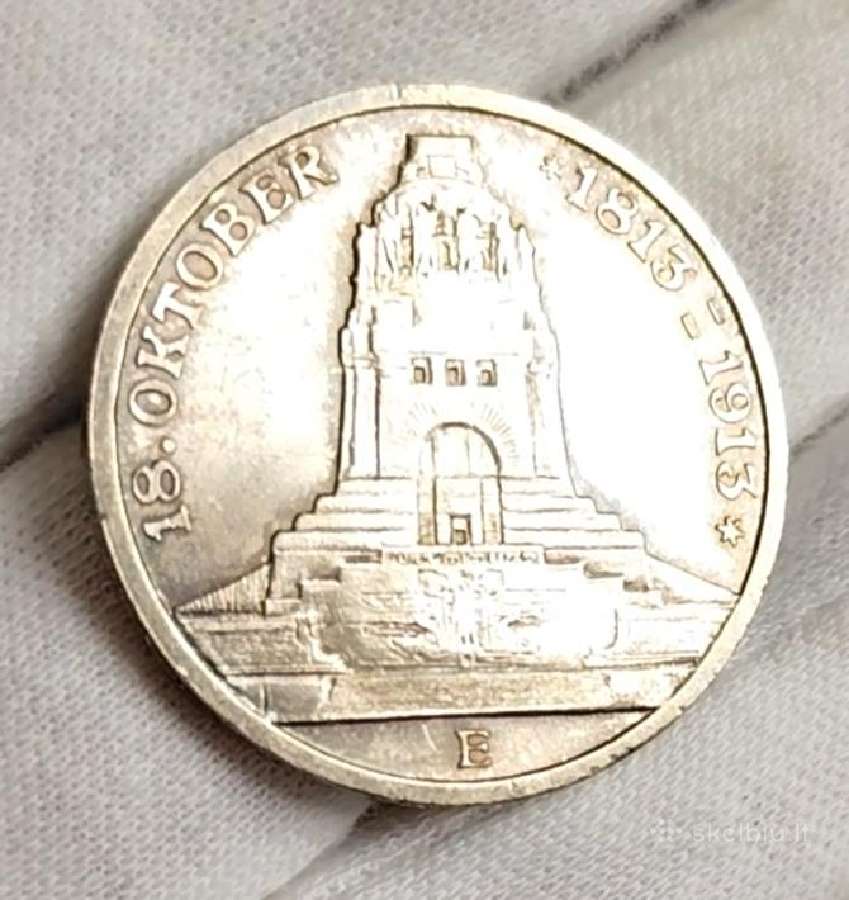 Vokietija. 3 markės. Unc. Sidabras '900. - nuotraukos Nr. 2