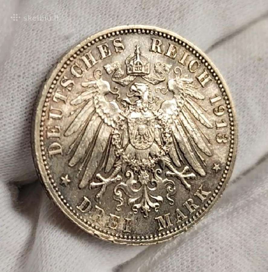 Vokietija. 3 markės. Unc. Sidabras '900. - nuotraukos Nr. 6