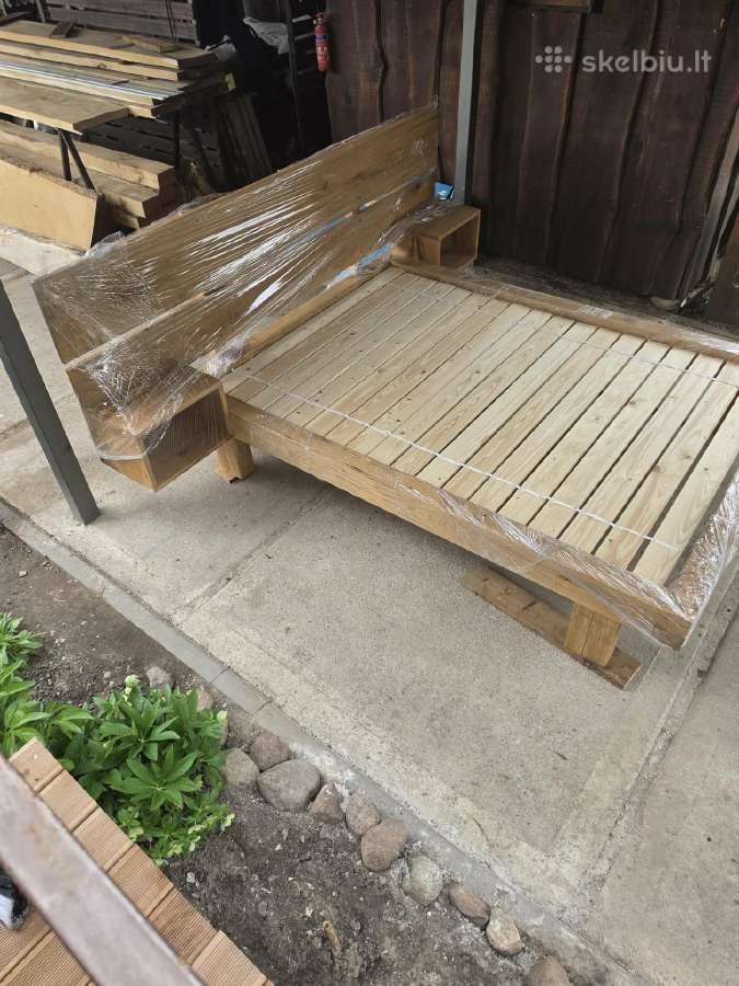 Nauja ąžuolinė lova 140*2000 - nuotraukos Nr. 2