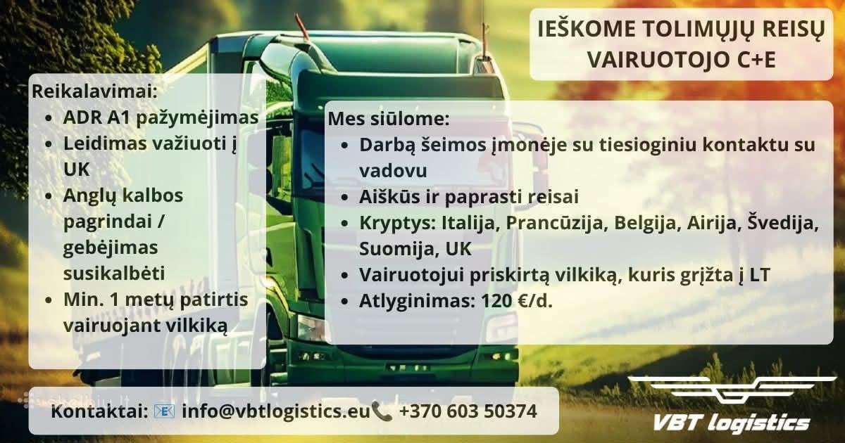 Tolimųjų reisų vairuotojas C+e