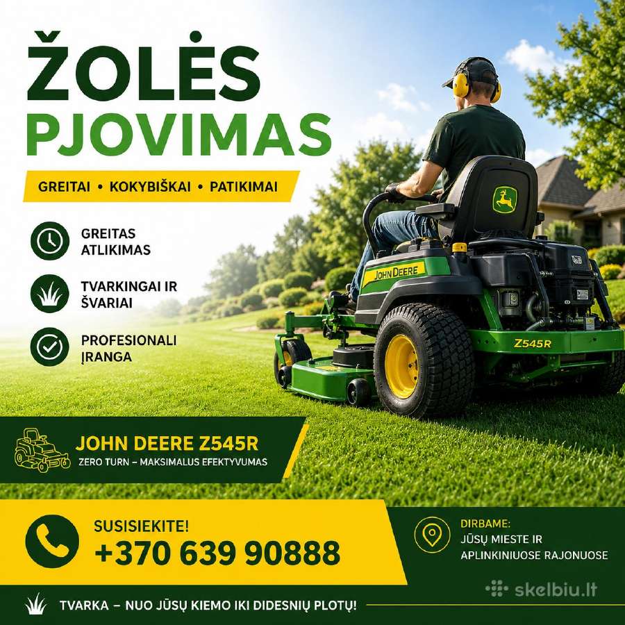 Sklypų šienavimas-žolės, vejos pjovimas.