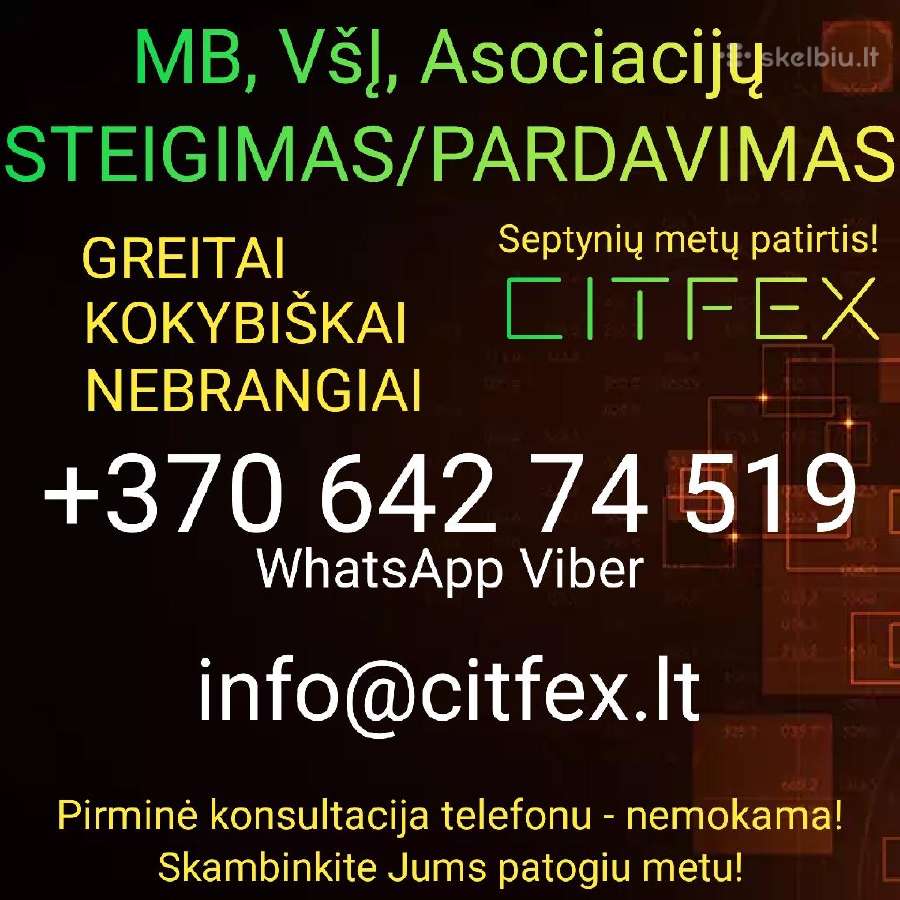 MB, Všį, Asociacijų steigimas/pardavimas.