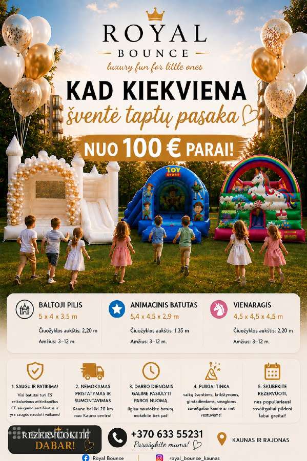 Pripučiamų batutų nuoma Kaune nuo 100 Eur parai! - nuotraukos Nr. 3