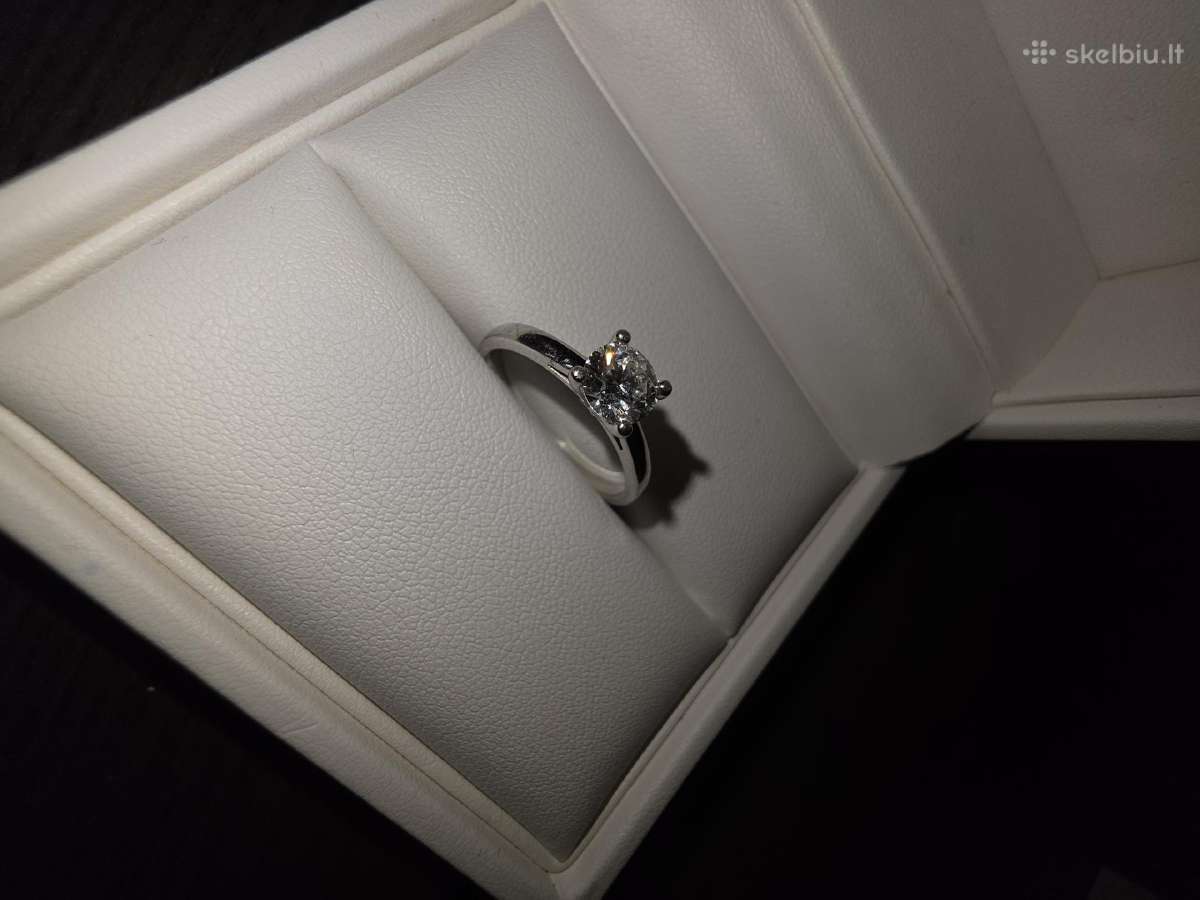 Platinos sužadėtuvių žiedas su 0.7ct briliantu - nuotraukos Nr. 4