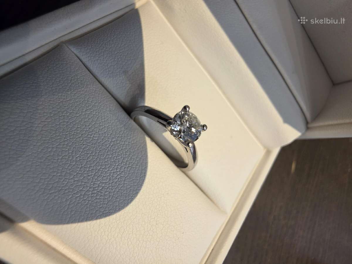 Platinos sužadėtuvių žiedas su 0.7ct briliantu - nuotraukos Nr. 8