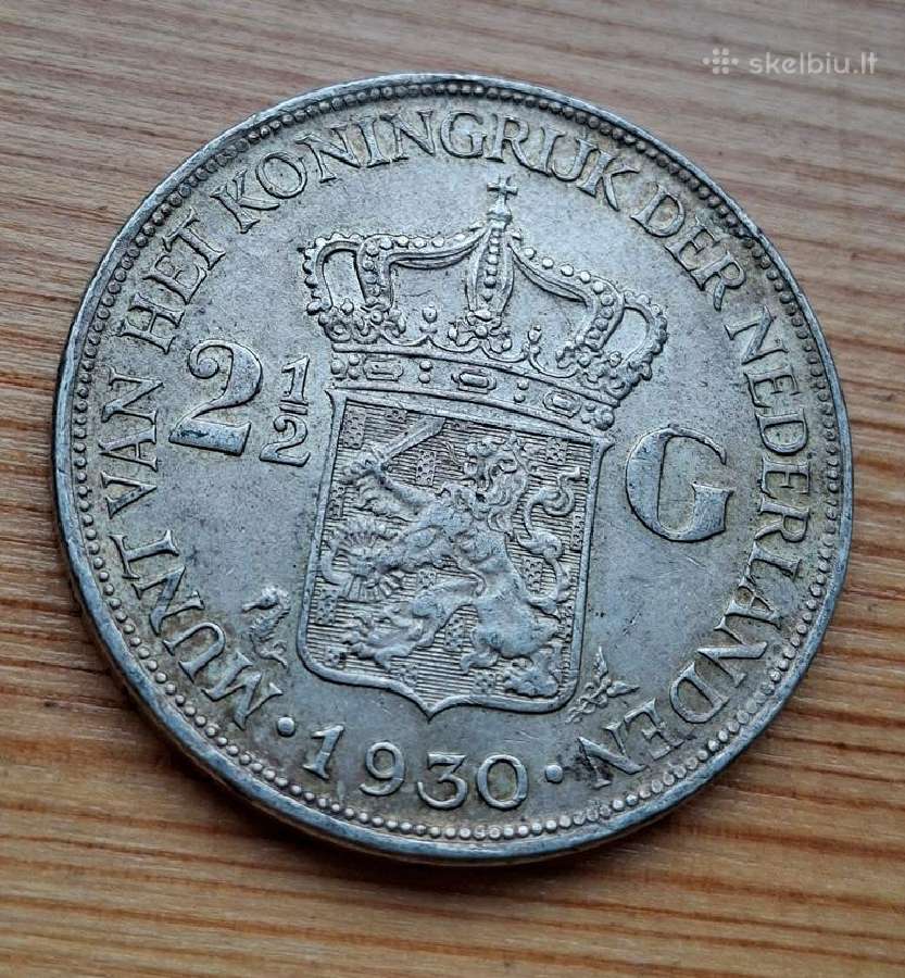 Nyderlandai 1930 2,5 guldeno (sidabras)