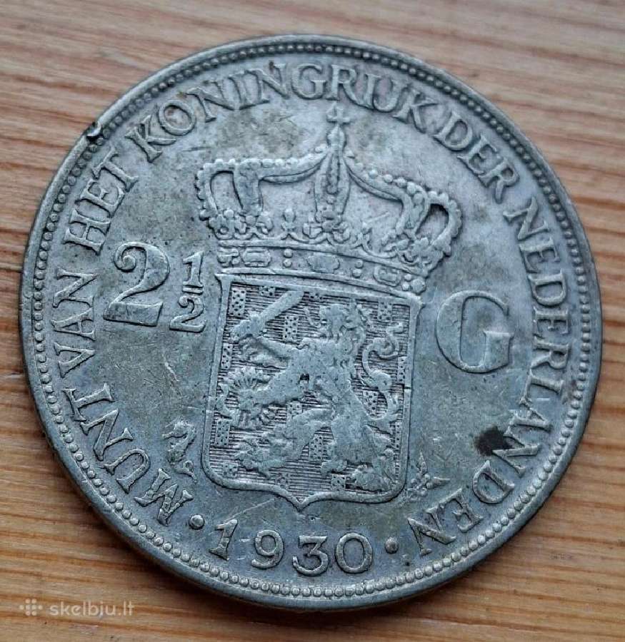 Nyderlandai 1930 2,5 guldeno (sidabras)
