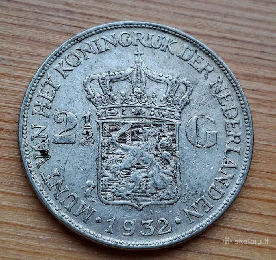 Nyderlandai 1932 2,5 guldeno (sidabras)