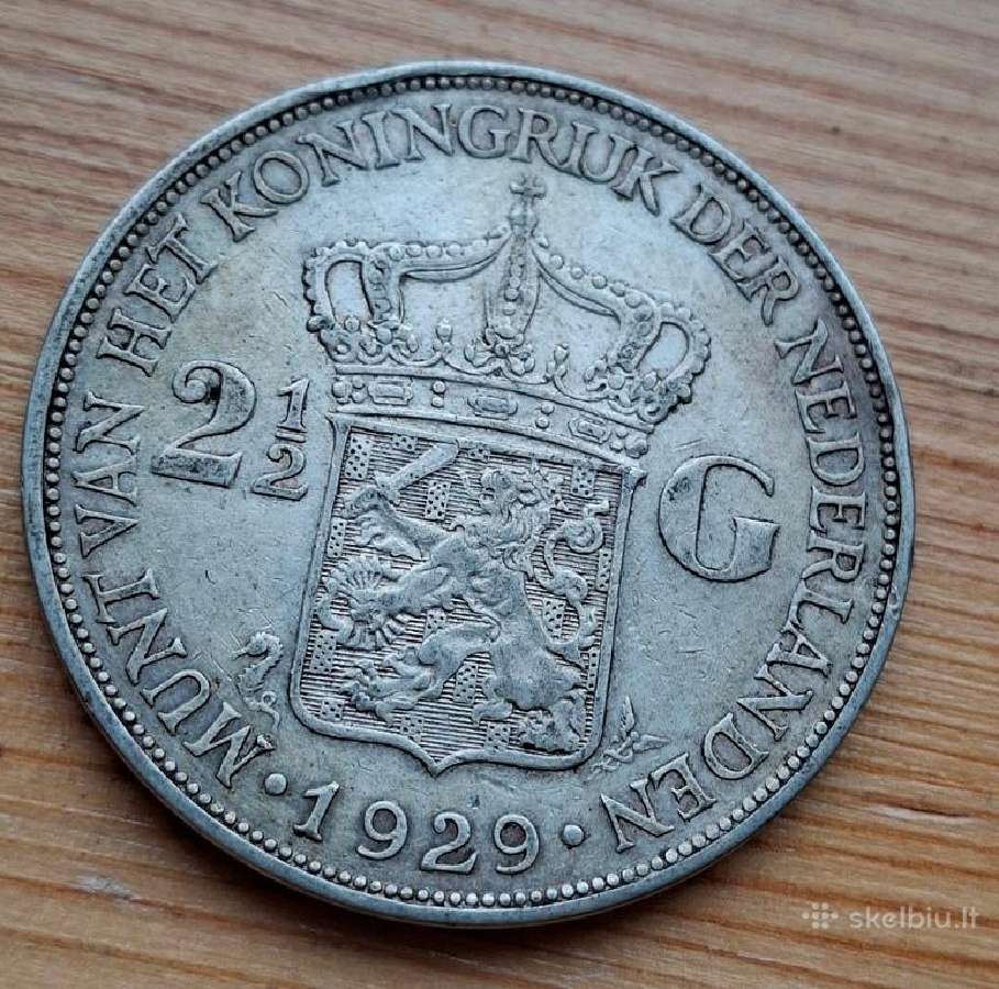 Nyderlandai 1929 2,5 guldeno (sidabras)