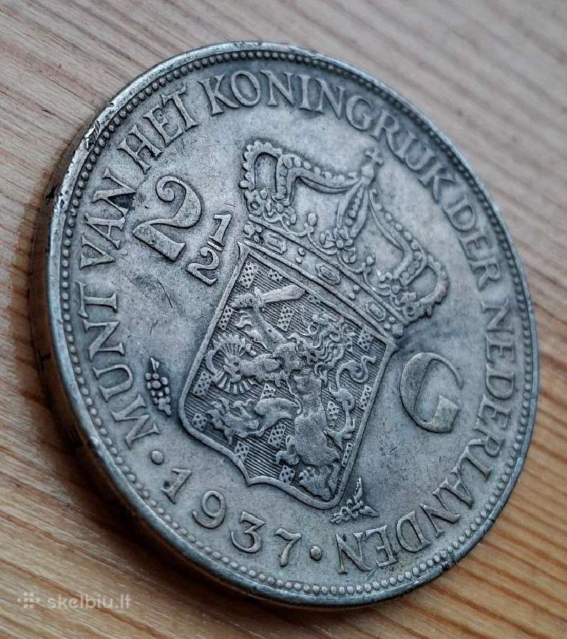 Nyderlandai 1937 2,5 guldeno (sidabras) - nuotraukos Nr. 3