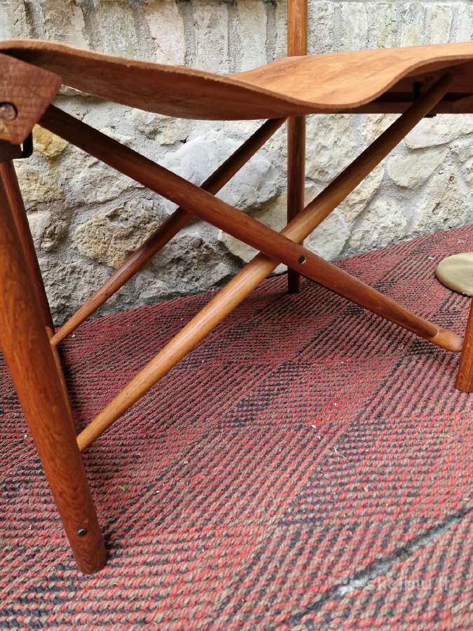 Vintažinė mid century ąžuolo/odos "safari" kėdė - nuotraukos Nr. 8