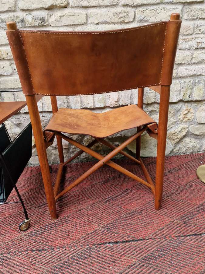 Vintažinė mid century ąžuolo/odos "safari" kėdė - nuotraukos Nr. 16