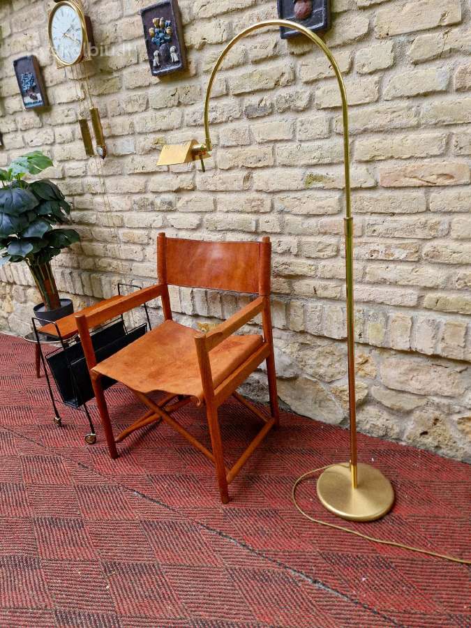 Vintažinė mid century ąžuolo/odos "safari" kėdė - nuotraukos Nr. 23